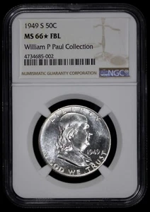 1949-S Franklin 50c Half Dollar NGC MS 66* FBL Full Bell Lines Looks Proof Like - Picture 1 of 4
