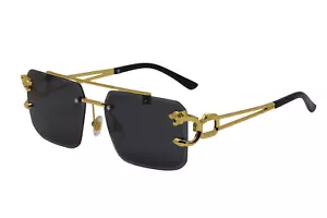 Rimless Sunglasses for Men and women Hip Hop Square Tinted Shades Frameless Lens - Picture 1 of 21