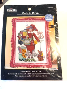 Bucilla Counted Cross Stitch " Fabric Diva" New in Package Floss Included - Picture 1 of 2