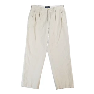 Polo Ralph Lauren khaki chino pants men's 36x30 beige Andrew pleated vintage - Picture 1 of 12