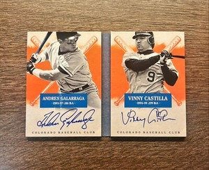 ANDRES GALARRAGA VINNY CASTILLA DUAL AUTO BOOK /99 2013 PANINI PASTIME ROCKIES