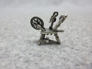 SPINNING WHEEL  STERLING SILVER  Vintage CHARM  Wheel Turns  5.2 Grams   by BEAU - Picture 1 of 3