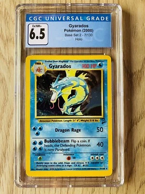 💦 Gyarados 💦 7/130 CGC 6.5 PSA NM - 1999-2000 Base Set 2 - Holo Rare - Image 1 of 2