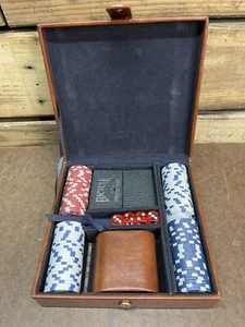 Poker Set Chips Cards Dice Cup Leatherette Case with Magnetic Closure - Picture 1 of 21