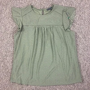 NWT Adrianna Papell Top Womens XL Green Layered Flutter Sleeve Pullover - Picture 1 of 14