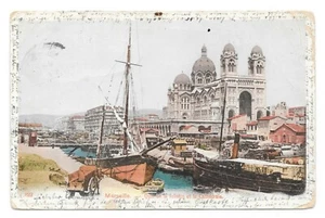 Postal 822 Marseilles Quar de l Loliette catedral sello postal Francia - Imagen 1 de 2