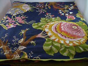 POTTERY BARN DUVET COVER FULL / QUEEN LAINA PALAMPORE FLORAL NAVY BLUE GREEN