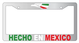 Hecho En Mexico (COLOR DESIGN 2A) Chrome METAL License Plate Frame - Picture 1 of 1