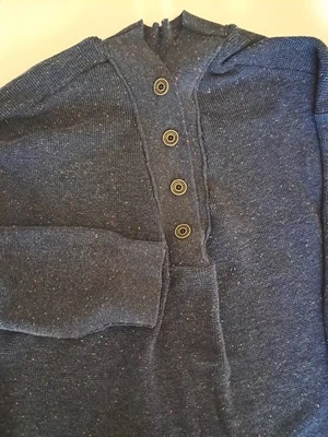 Suéter Corto Anthropologie Práctica Diaria Talla XL Azul Waffle Fuera del Hombro Relajado Foto 1 de 4