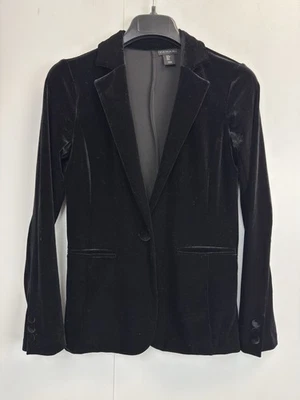 Tahari Velvet Blazer Womens Size Small Black Collared One Button Stretch Jacket - Image 1 of 4