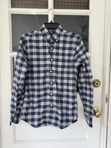 J.Crew Shirt Men's Small Blue Check Plaid Button Up Flex Washed Slim Untucked - Picture 1 of 5
