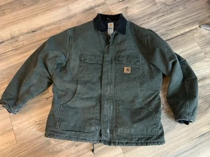 VTG Carhartt C28 MOS XL Arctic Jacket Green Quilted Faded Very Nice! - Picture 1 of 14