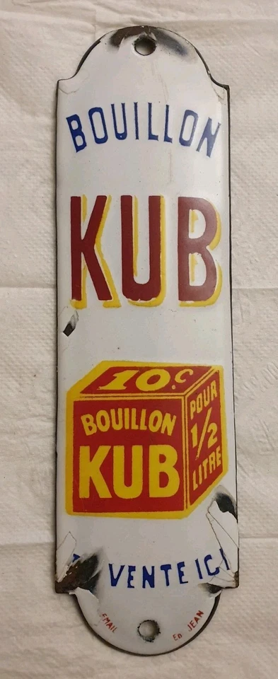 Plaque de Propreté BOUILLON KUB  Années 20 Edmond Jean  20 X 5,5 cm/ No Maggi - Photo 1/4
