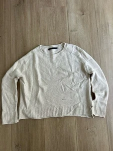Jenni Kayne Cashmere Wool Everyday Sweater Womens Small Oatmeal Boxy Oversized - Picture 1 of 10
