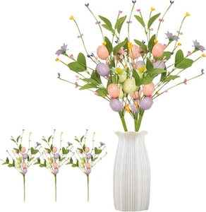 WATINC 3pcs Artificial Easter Spray Vine with Pastel Pink, Purple, Green - Picture 1 of 7