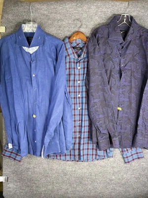 3 Lot Bundle Bogosse Mens Long Sleeve Button Size 8 Cuff Flip Button Up - Image 1 of 4