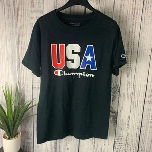 Camiseta Champion USA Negra Para Hombre Talla Pequeña Manga Corta - Imagen 1 de 5