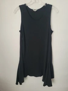 Hard Tail Forever Micro Dress/Tunic Size L V-Neck Sleeveless Black Stretch Knit - Picture 1 of 4