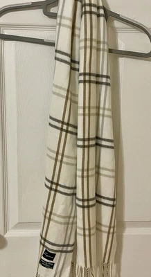 Bufanda Cejón para mujer flecos a cuadros hecha en Italia mantón envolvente acrílico suave 11x64 Foto 1 de 4