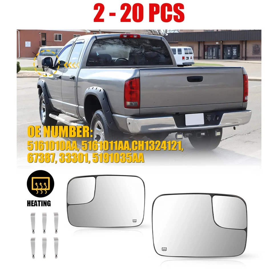 2-20 X LH & RH буксировки зеркало стекла прозрачный подогрев для DODGE RAM 2500 пикап 2005-2009 - Изображение 1 из 4