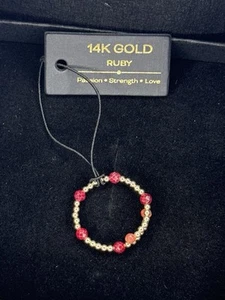 14k Yellow Gold Natural Ruby Ring Adjustable Brand New - Picture 1 of 8