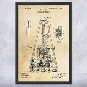Metronome Patent Wall Art Poster, Canvas or Framed Music Decor Musician Gift - Picture 1 of 15