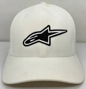 Vintage 90’s Alpinestars Flexfit Hat Mens Size L-XL White Retro LOGO Racing READ - Picture 1 of 18