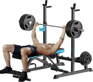 Weight Bench with Squat Rack, Bench Press Rack Two Piece Set Adjustable Bench 