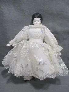 Antique Dollhouse 9" CHINA HEAD DOLL Porcelain Face Arms Cloth Body German ? - Picture 1 of 17