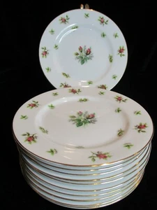KYOTO CHINA LANCASTER 7202 JAPAN PINK DAINTY ROSES 11 BREAD & BUTTER PLATES - Picture 1 of 5