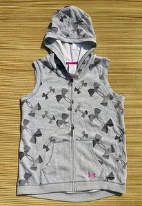 Under Armour NWT Gray Logo Print Zippered Sleeveless Hoodie YXL - Picture 1 of 4