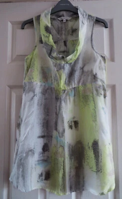 WORN ONCE Sandwich 32% Silk Yellow + Grey Sleeveless Summer Blouse Size 36 Uk 8 - Image 1 of 4