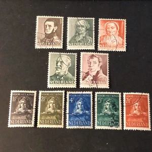 NETHERLANDS, SCOTT # B134-B138(5)+B139-B143(5), 2-SETS 1941 SEMI-POSTAL USED - Picture 1 of 2