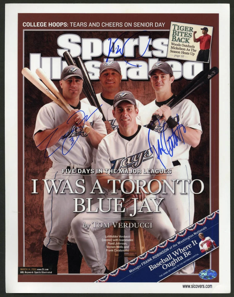 Reed Johnson Vernon Wells Frank Catalanotto SIGNED SI Print Jays PSA AUTOGRAPHED - Image 1 of 1