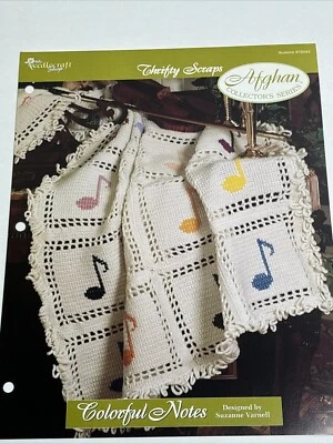 Colorful Notes Thrifty Scraps Afghan Crochet Pattern Card Needlecraft Shop - Image 1 of 4