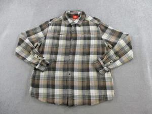 Merrell Shirt Mens Extra Large Brown Plaid Flannel Button Up Pockets Outdoor - Picture 1 of 9