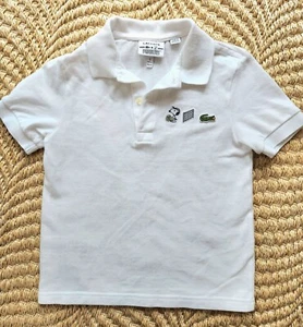 Lacoste x Peanuts Snoopy White Polo Shirt Tennis Boy's Sz 6 - Picture 1 of 1