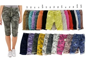 LADIES TALIAN STRETCH SHORTS WOMEN'S PLAIN MAGIC COMFY LAGENLOOK HOT PANTS 8-24 - Picture 1 of 16