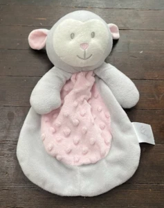 Baby Gear Lovey Gray Pink Monkey Clutch Minky Dot Security Blanket - Picture 1 of 4