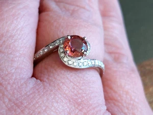 Ladies 18ct W/G Pink Tourmaline & Diamond Swirl Ring - Simply Stunning!! - Picture 1 of 11