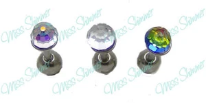 16g SURGICAL STEEL CRYSTAL BARBELL PRISM CRYSTAL HELIX CARTILAGE DAITH EARRING - Picture 1 of 4