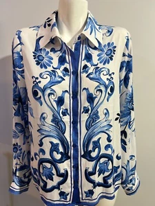 Rachel Zoe Women Medium Top Shirt Blouse White Flue Satin Finish New NWT - Picture 1 of 4