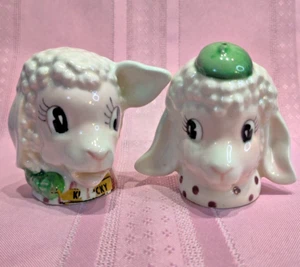 Vintage Anthropomorphic Easter Lamb Head Sheep Animal Salt Pepper Shakers Japan - Picture 1 of 17