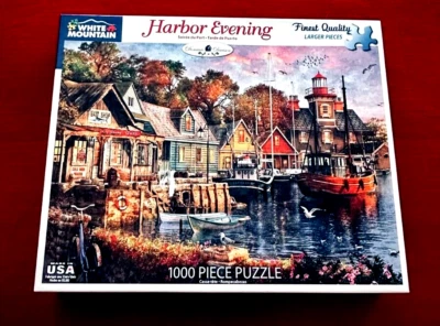 White Mountain Jigsaw Puzzle - HARBOR EVENING 1000 Lg. Piece - Image 1 of 2