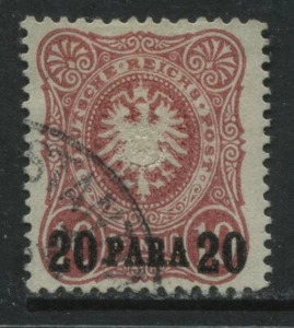 Germany 1884 overprinted 20 paras on 10 pf rose used - Foto 1 di 1