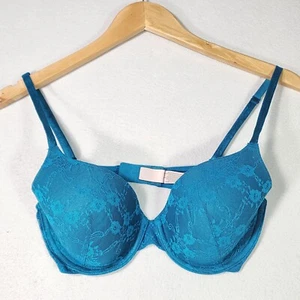 Victoria's Secret Women's Lined Perfect Bra 32D Teal Lace Underwire ID#36010500 - Picture 1 of 8