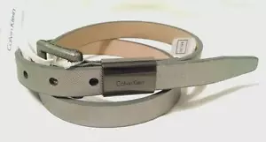 NWT $42 CALVIN KLEIN Gunmetal Silver Belt S New - Picture 1 of 4