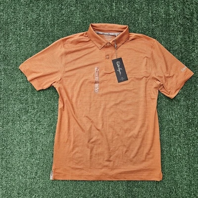 Nuevo con etiquetas Polo Walter Hagen Para Hombres Talla Pequeña P11 Striation Piqué, Mandarina Eléctrica Foto 1 de 4