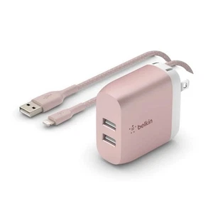 Belkin 24W Dual Port USB Wall Charger for IPHONE 14,13,12,11 Samsung Rose Gold - Picture 1 of 10