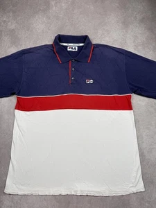 FILA Poloshirt Herren Large Navy Rot Weiß Colorblock Tennis Made in Italy Logo - Bild 1 von 19